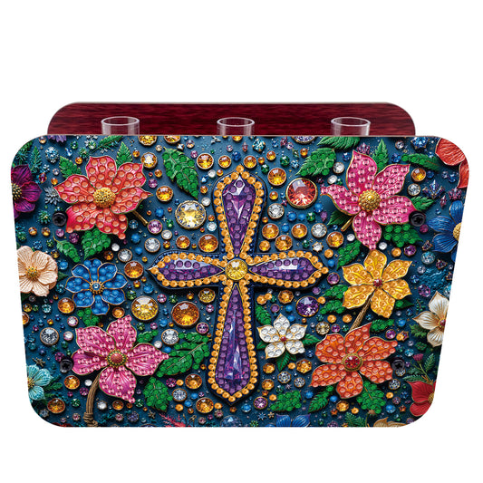 Gem Cross DIY Diamond Painting Wooden Tube Vase for Adults Gift Idea Home Decor