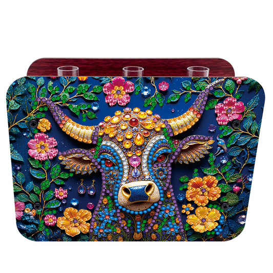 Gem Cow DIY Diamond Painting Wooden Tube Vase for Adults Gift Idea Home Decor