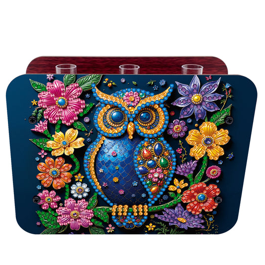 Gem Owl DIY Diamond Painting Wooden Tube Vase for Adults Gift Idea Home Decor