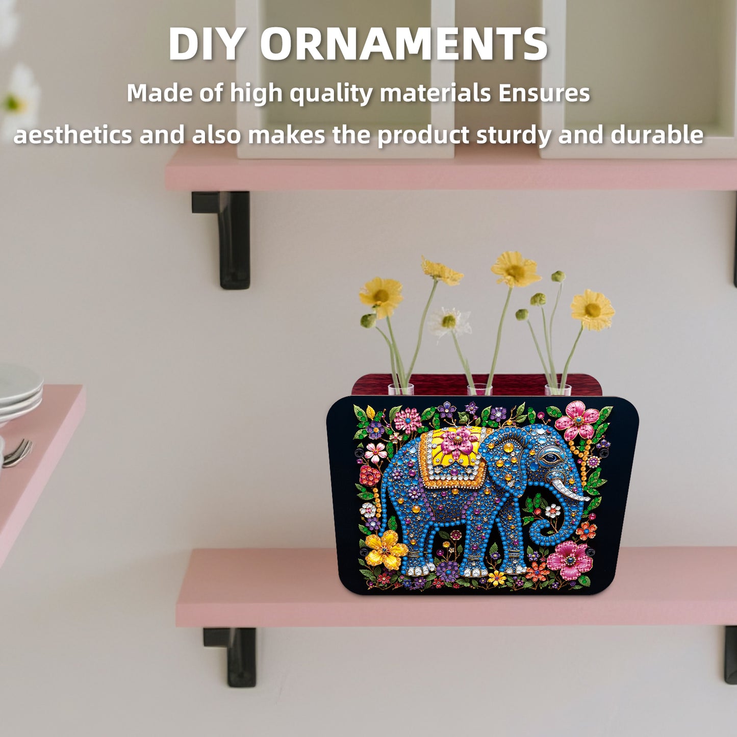 Gem Elephant DIY Diamond Painting Wooden Tube Vase for Adults Gift Home Decor