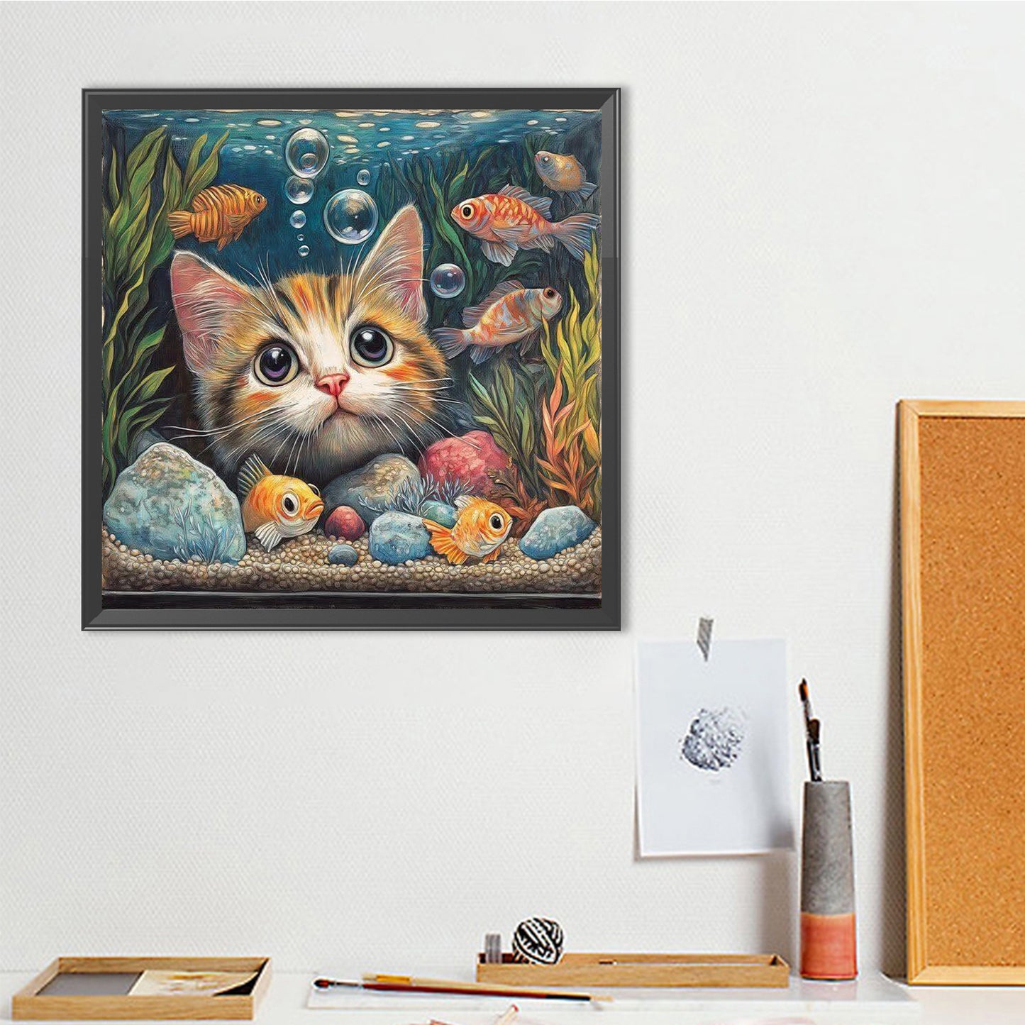 Kitten In Front Of The Water Tank - Full Round Drill Diamond Painting 40*40CM