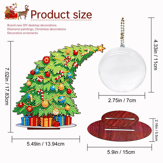 Photo Xmas Tree DIY 2D Flat Wooden Desktop Diamond Art Kit Home Table Decor (E)