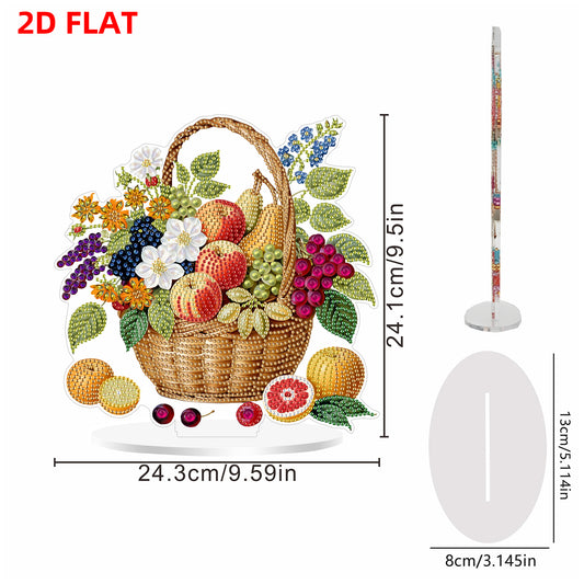 2D Flat DIY Fruit Basket Acrylic Diamond Painting Tabletop Ornaments Kit Gifts
