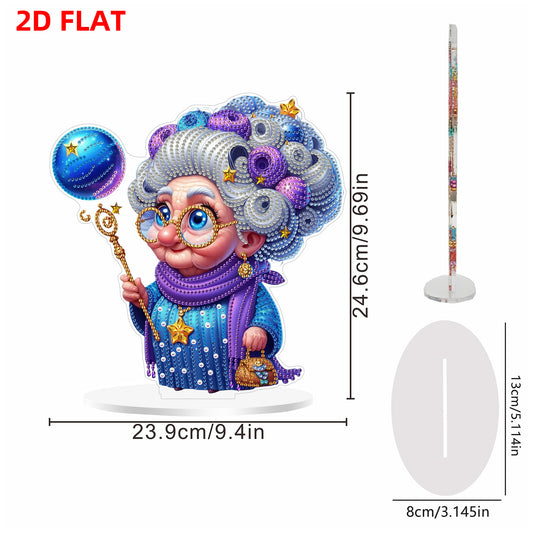 2D Flat DIY Magic Grandma Acrylic Diamond Painting Tabletop Ornaments Kit Gifts