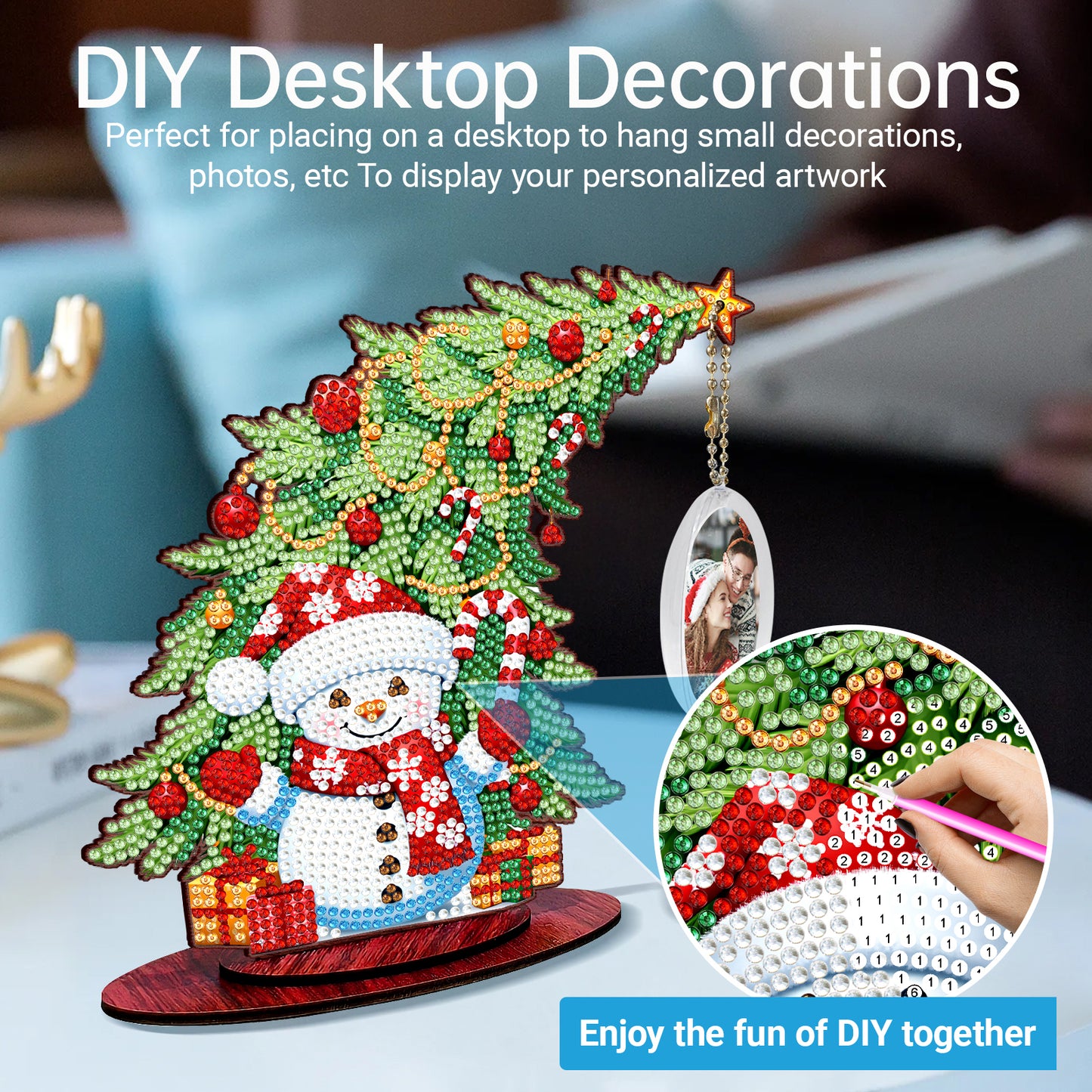 Photo Christmas Tree 5D DIY Diamond Art Tabletop Wood Decorations Ornament Kits