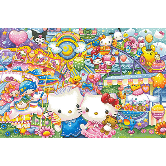 Kitty Amusement Park - 11CT Stamped Cross Stitch 110*78CM (Mona Lisa Brand)