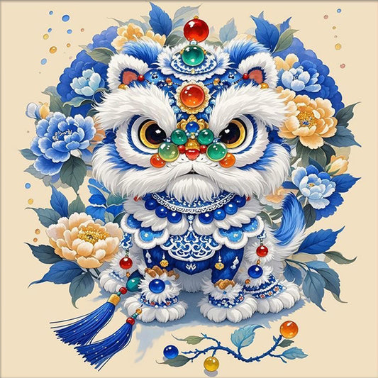 Auspicious Lion Brings Good Fortune - 11CT Stamped Cross Stitch 50*50CM(Mona Lisa Brand)