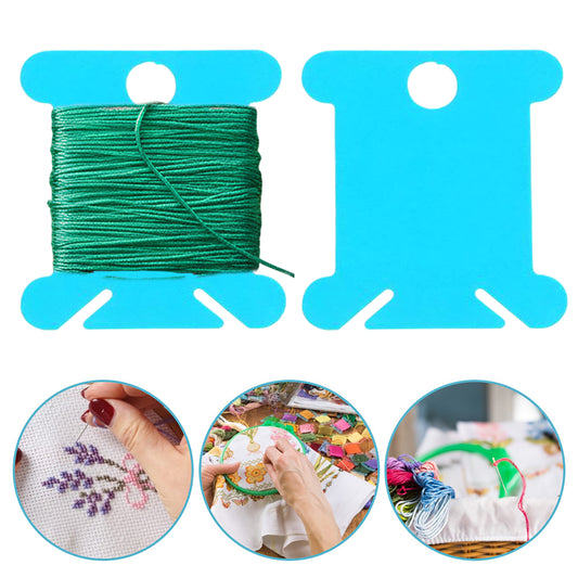 100 PCS Embroidery Floss Bobbins Plastic Embroidery Thread Cards (Dark Blue)