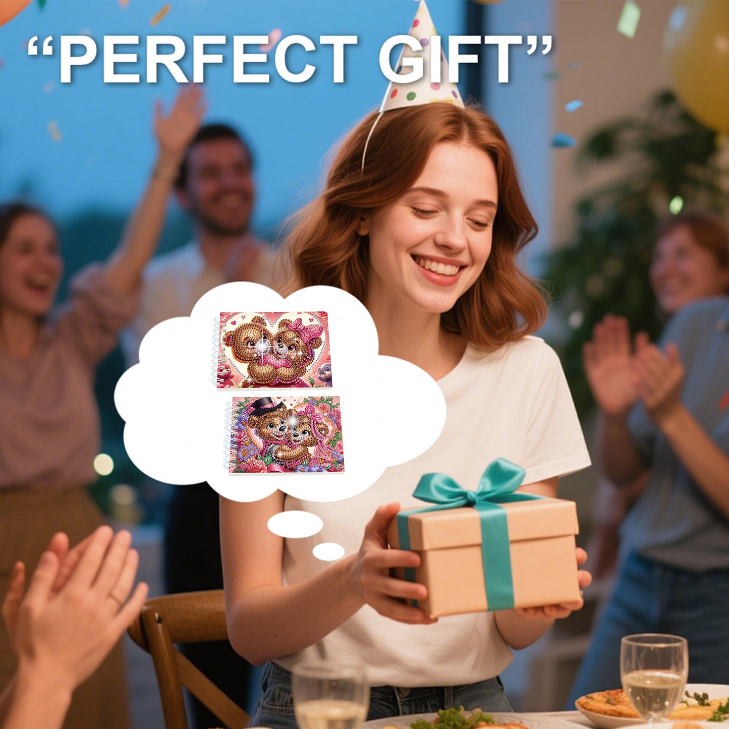 2 Pack Love Bear DIY Diamond Art Spiral Notebook Kit 80Pages No Lines Gifts