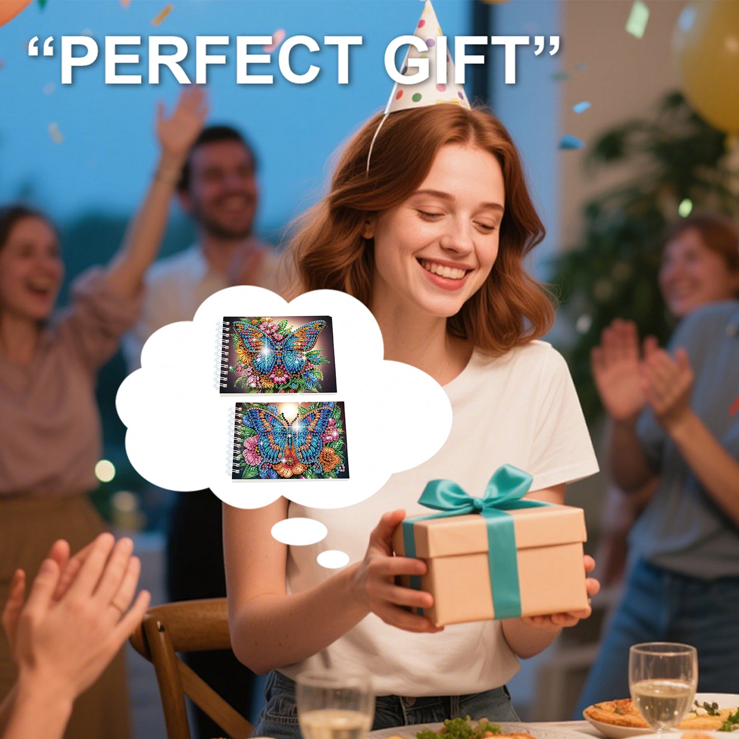 2 Pack Butterfly DIY Diamond Art Spiral Notebook Kit 80Pages No Lines Gifts