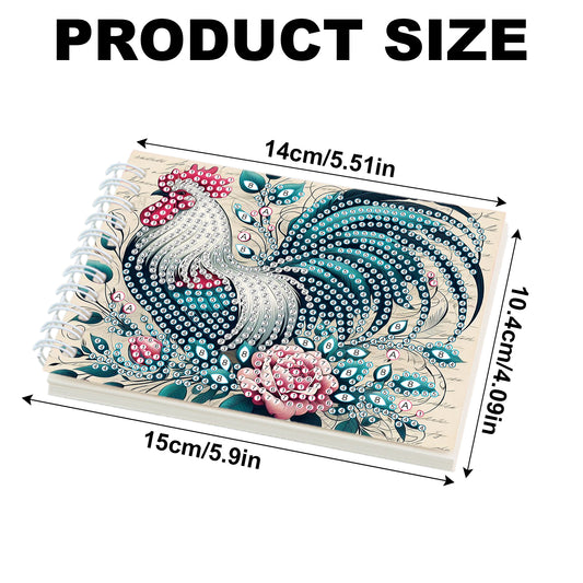2 Pack Rooster DIY Diamond Art Spiral Notebook Kit 80Pages No Lines for Adults