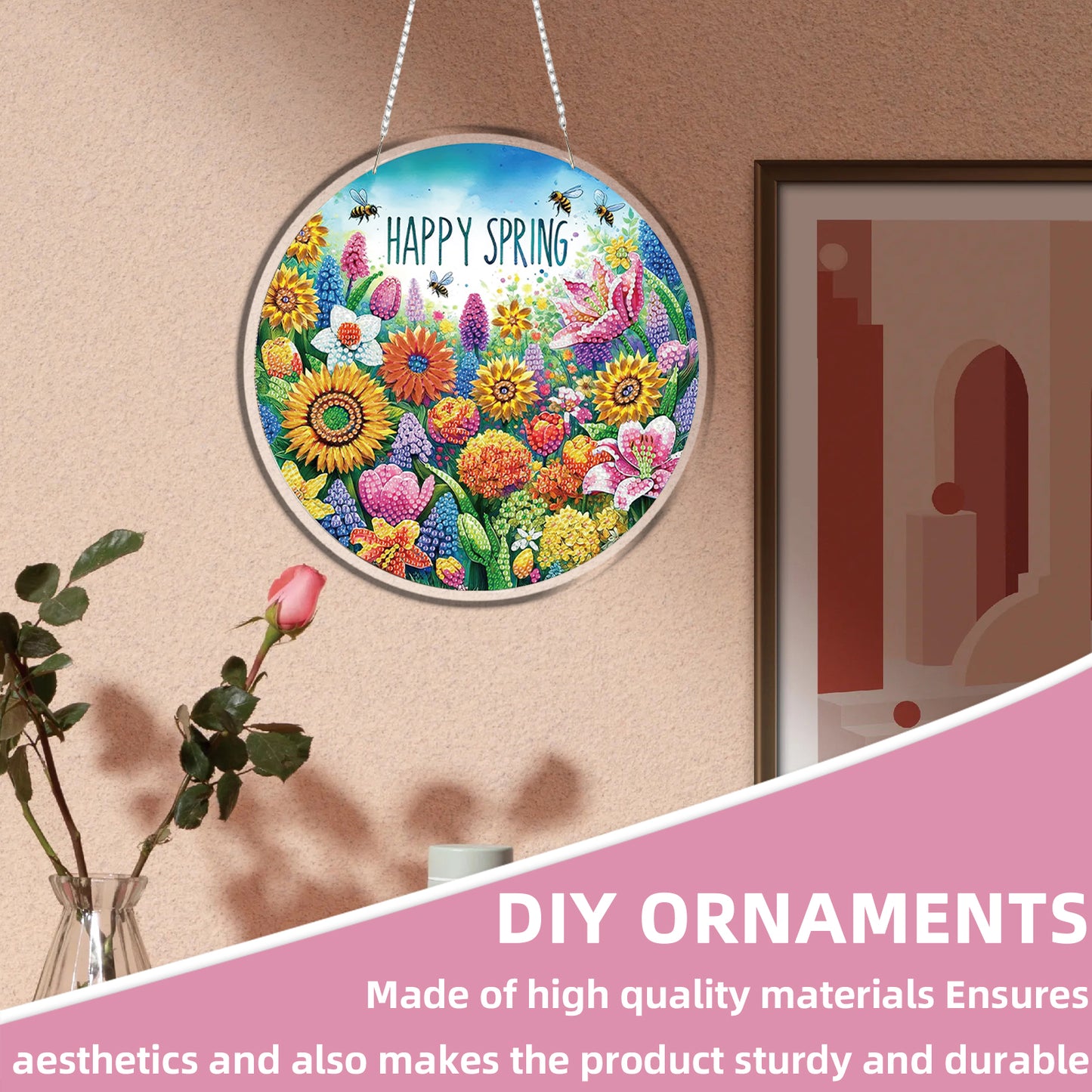 Spring 2D Flat DIY Acrylic Diamond Painting Pendant Crafts Kit Home Wall Decor