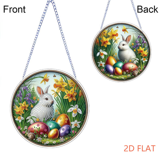 Easter 2D Flat DIY Hanging Diamond Art Ornament Home Window Pendant (Bunny)
