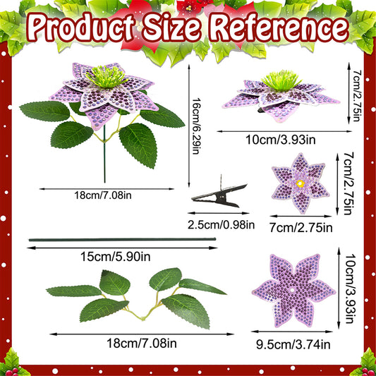 8Pcs 3D Purple Artificial Flowers DIY Desktop Diamond Art Kit Adults Home Decor