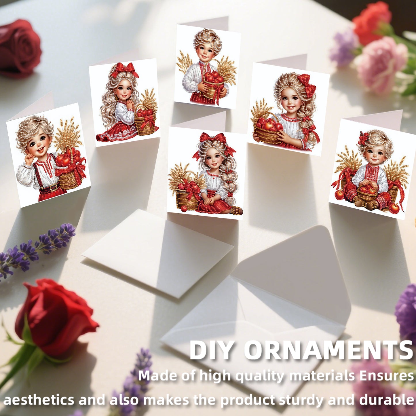12pcs Boy Pattern DIY Diamond Art Greeting Cards with Envelope for Festivals