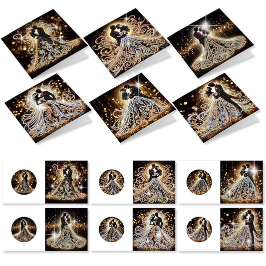 12PCS Couples DIY Diamond Painting Greeting Card Set with Envelopes for Adults