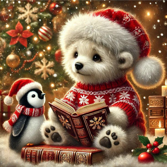 Winter Christmas Polar Bear - Full Square Drill Diamond Painting 30*30CM