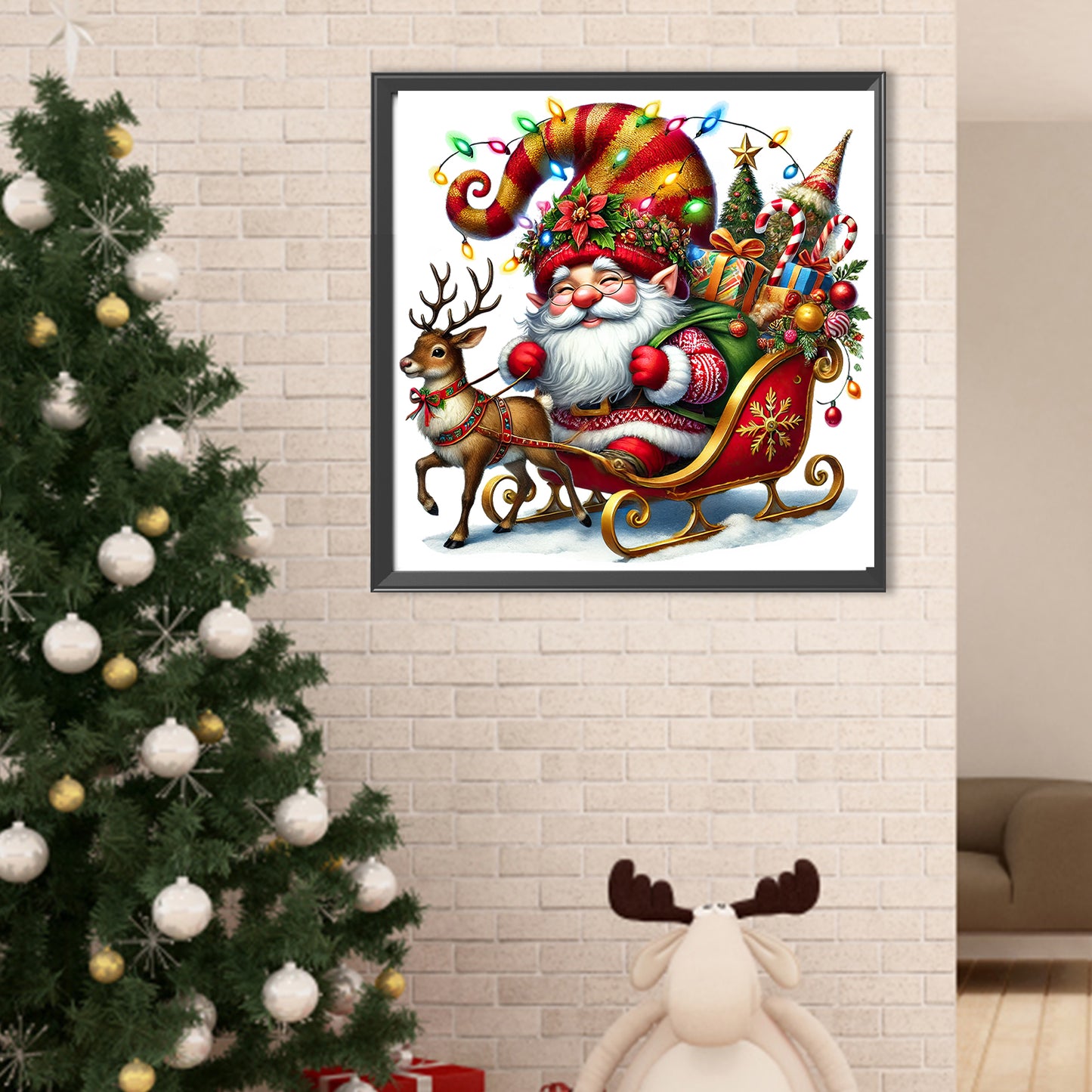 Christmas Goblins And Reindeer - Full Round Drill Diamond Painting 40*40CM