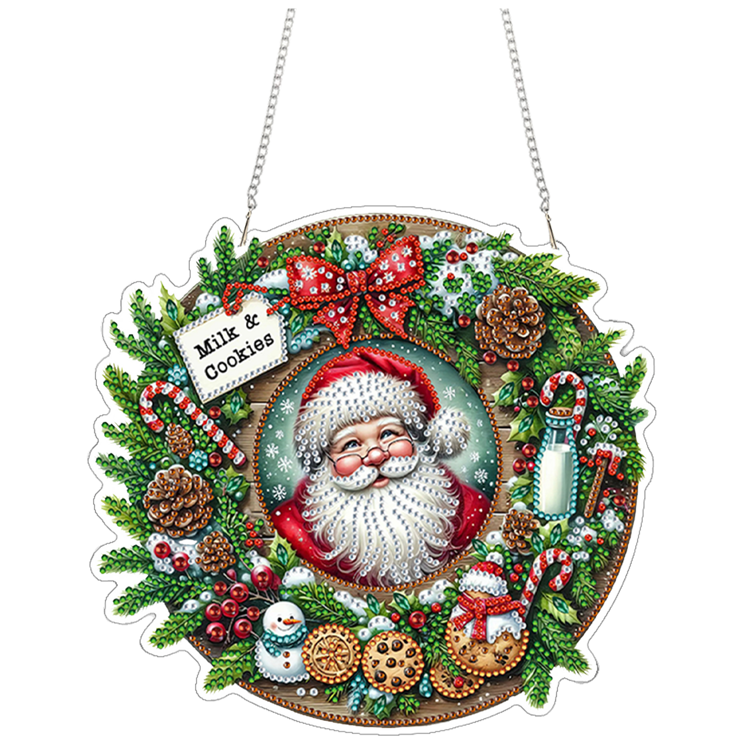 Santa Claus 2D Flat DIY Acrylic Diamond Painting Pendant Kits Home Wall Decor