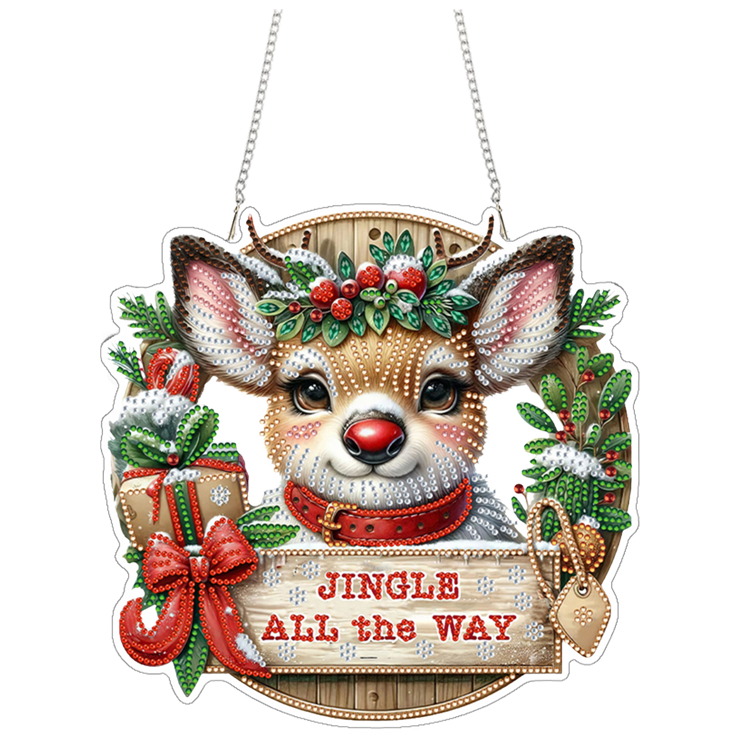 Reindeer 2D Flat DIY Acrylic Diamond Painting Pendant Kits for Home Wall Decor