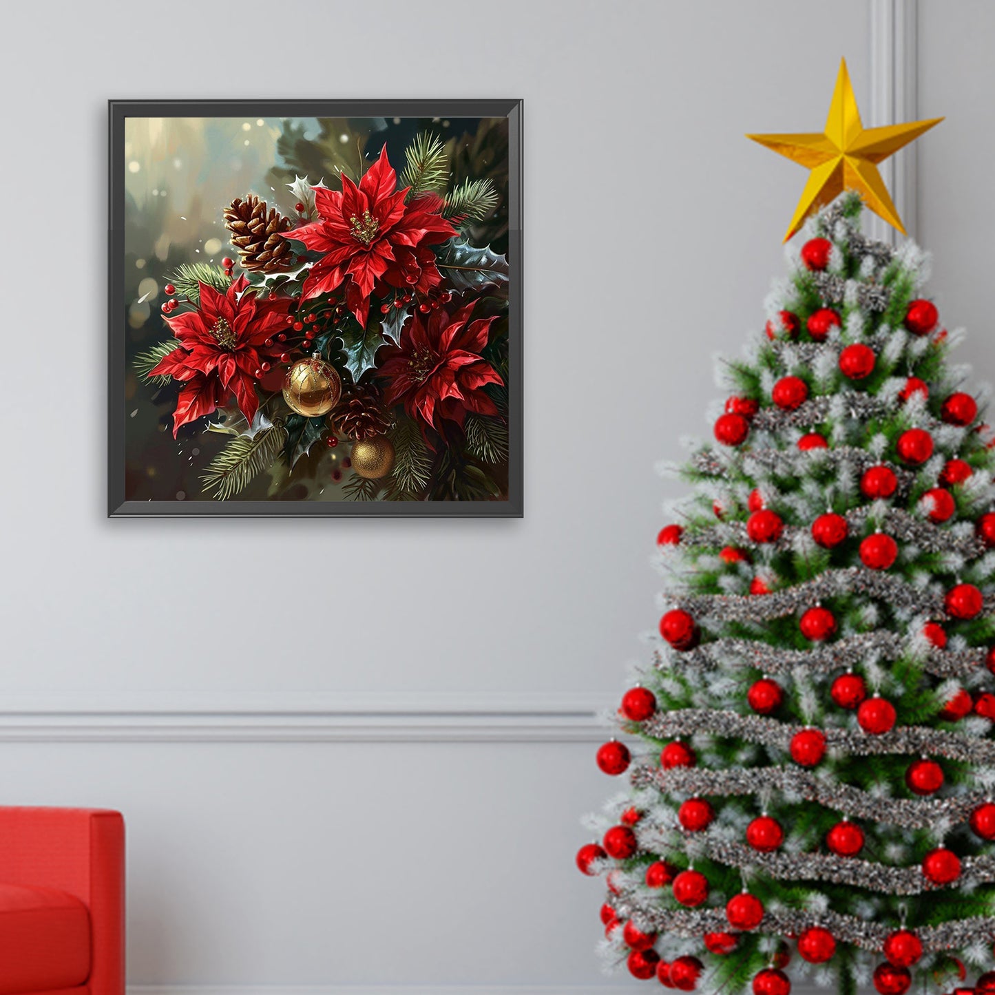 Christmas Red - Full Square Drill Diamond Painting 30*30CM