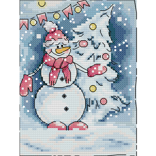 Winter Snow Scene - 14CT Stamped Cross Stitch 15*18CM (Joy Sunday)