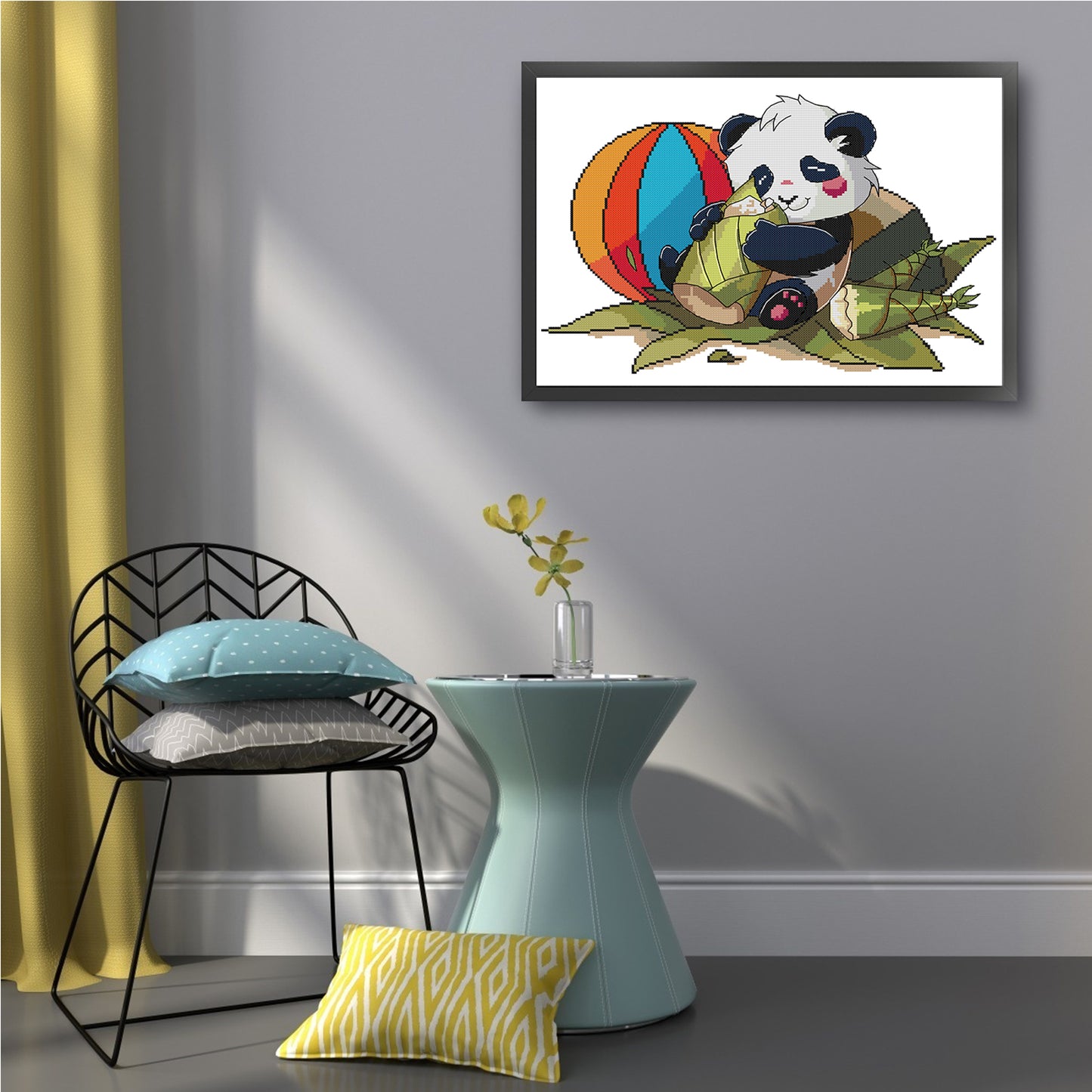 Panda Loves Bamboo Shoots - 14CT Stamped Cross Stitch 42*32CM (Joy Sunday)