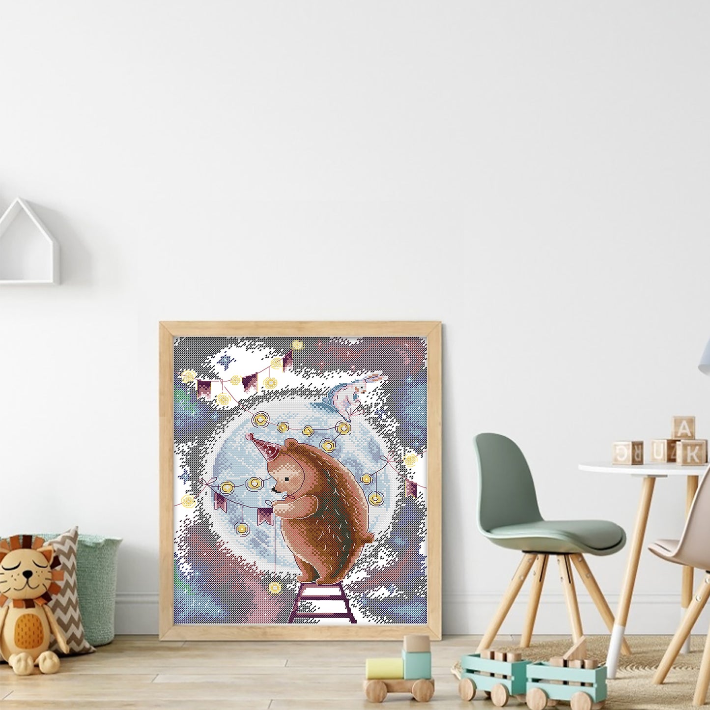 Decorated Moon - 14CT Stamped Cross Stitch 31*36CM (Joy Sunday)