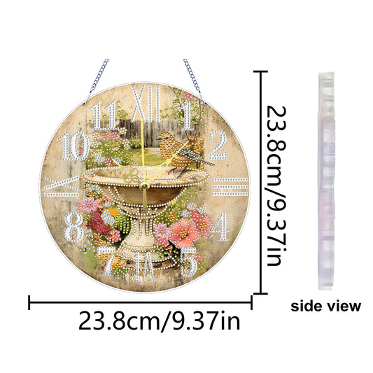 2D DIY Acrylic Birds Diamond Painting Clock Pendant w/ Clock Function Wall Decor