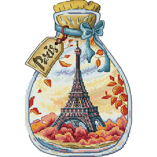 Paris In A Bottle - 14CT Stamped Cross Stitch 19*29CM (Joy Sunday)