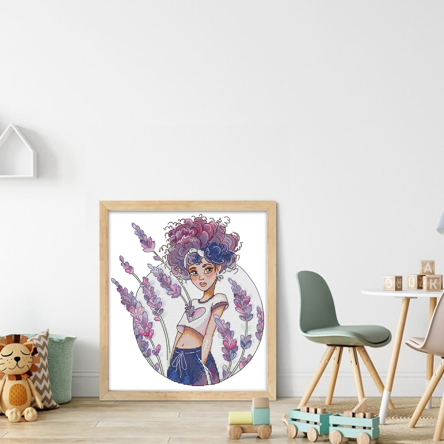 Lavender Girl - 14CT Stamped Cross Stitch 28*31CM (Joy Sunday)