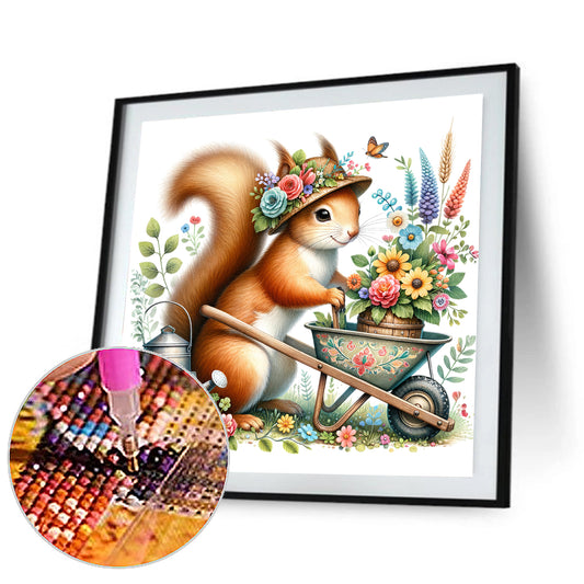 Squirrel Stroller - Full Round Drill Diamond Painting 40*40CM