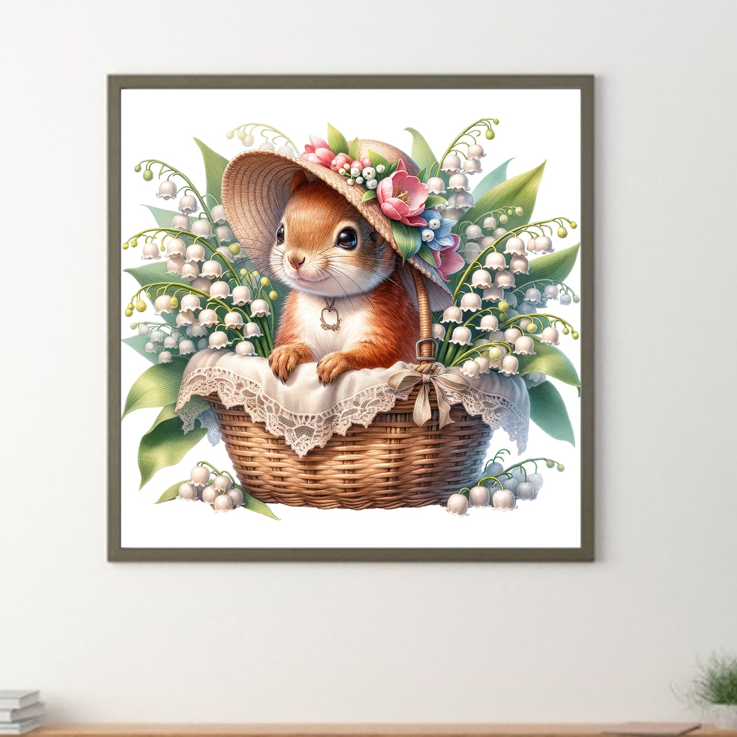 Squirrel And Lily Of The Valley - Full Round Drill Diamond Painting 40*40CM