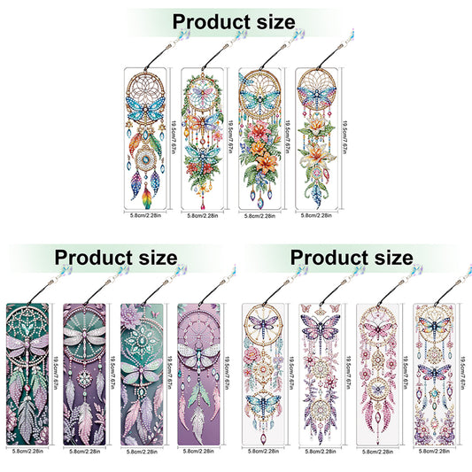 12Pcs Butterfly DIY Diamond Painting Bookmark with Crystal Pendant for Readers