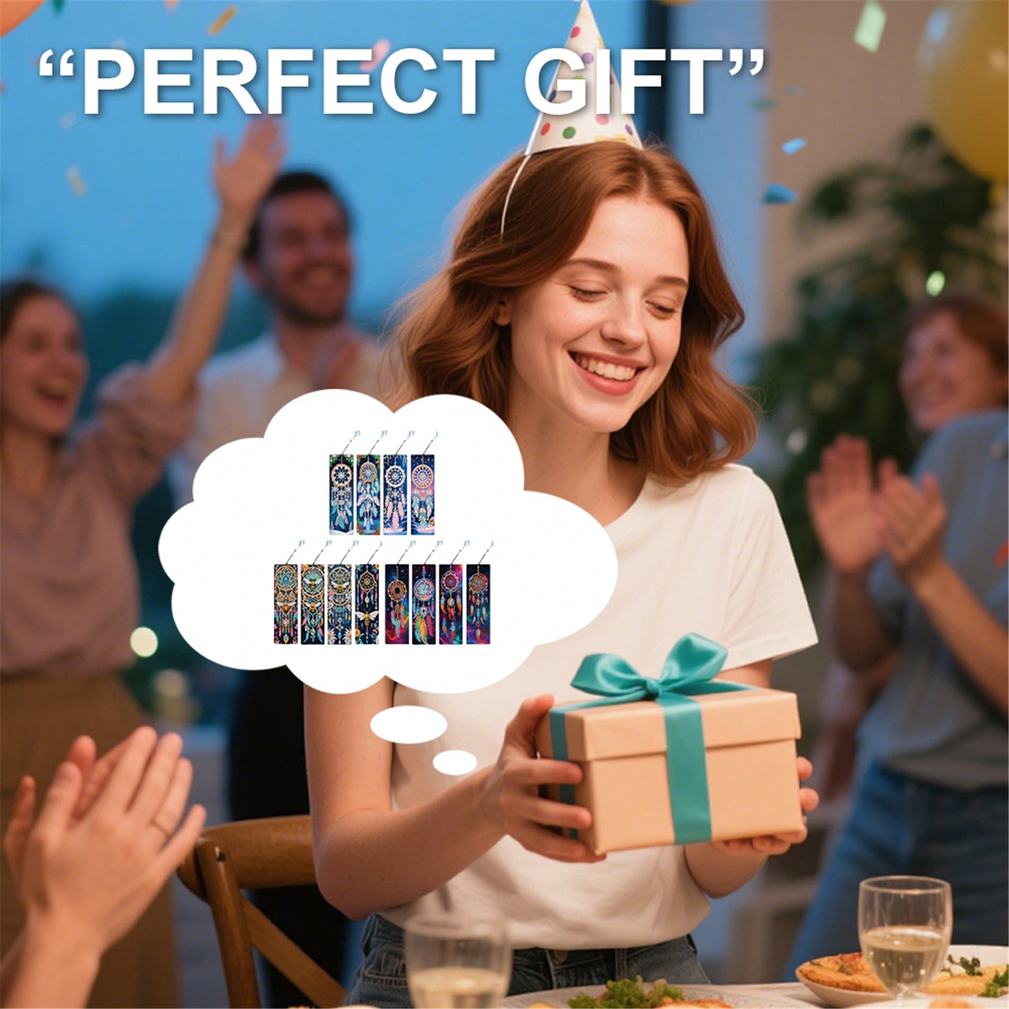 12Pcs Dreamcatcher DIY Diamond Painting Bookmark with Crystal Pendant Book Decor