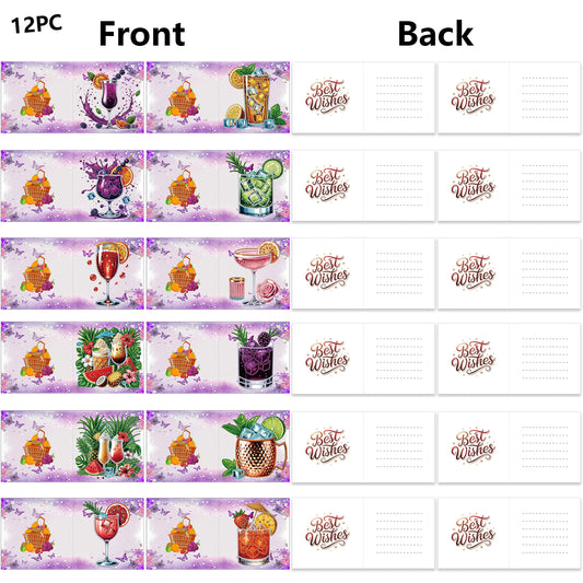 12 Packs Fruit Juice DIY Diamond Painting Greeting Card Kit for Adults Gifts