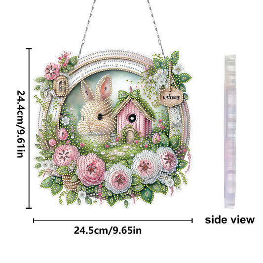 Easter Bunny 2 DIY 2D Flat Acrylic Double Sided Diamond Painting Kits Pendant
