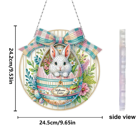 Easter Egg Bunny DIY 2D Flat Acrylic Double Sided Diamond Painting Kits Pendant