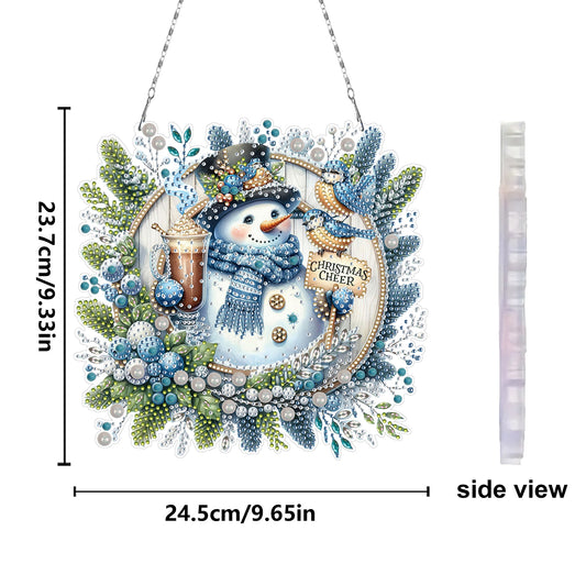Christmas SnowmanDIY 2D Flat Acrylic Double Sided Diamond Painting Kits Pendant