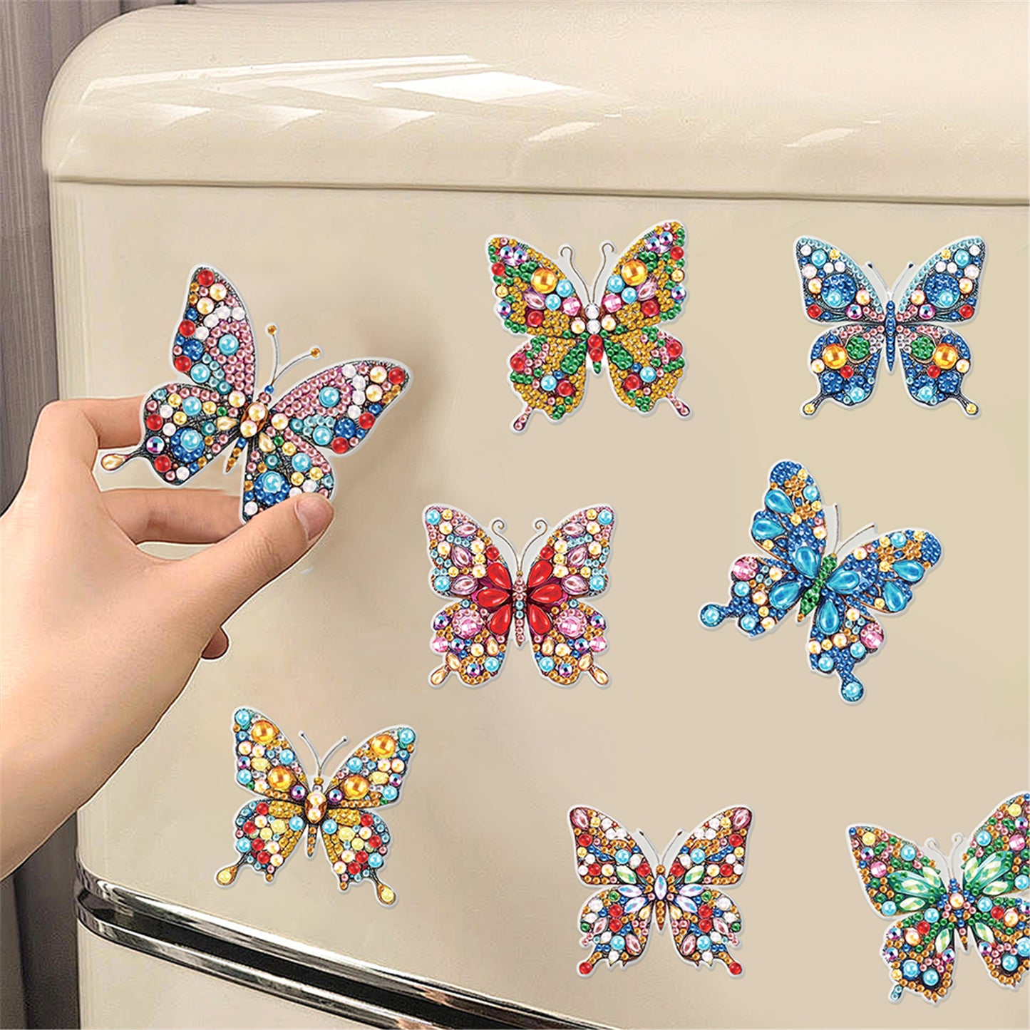 16Pcs Butterfly Hummingbird DIY Fridge Diamond Painting Magnets Stickers Gifts