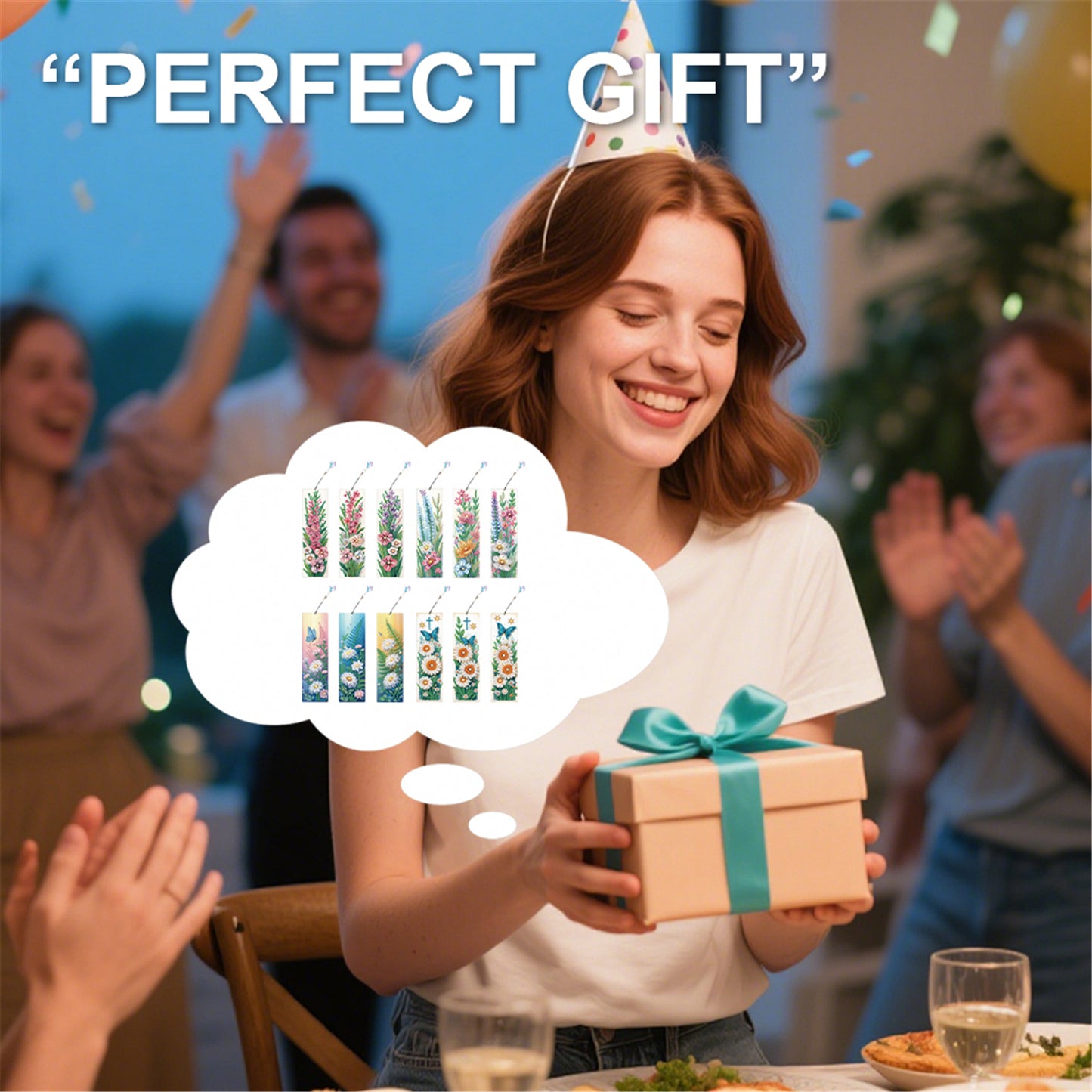 12Pcs Bouquet Flowers DIY Diamond Painting Bookmark for Adults Book Lovers Gifts