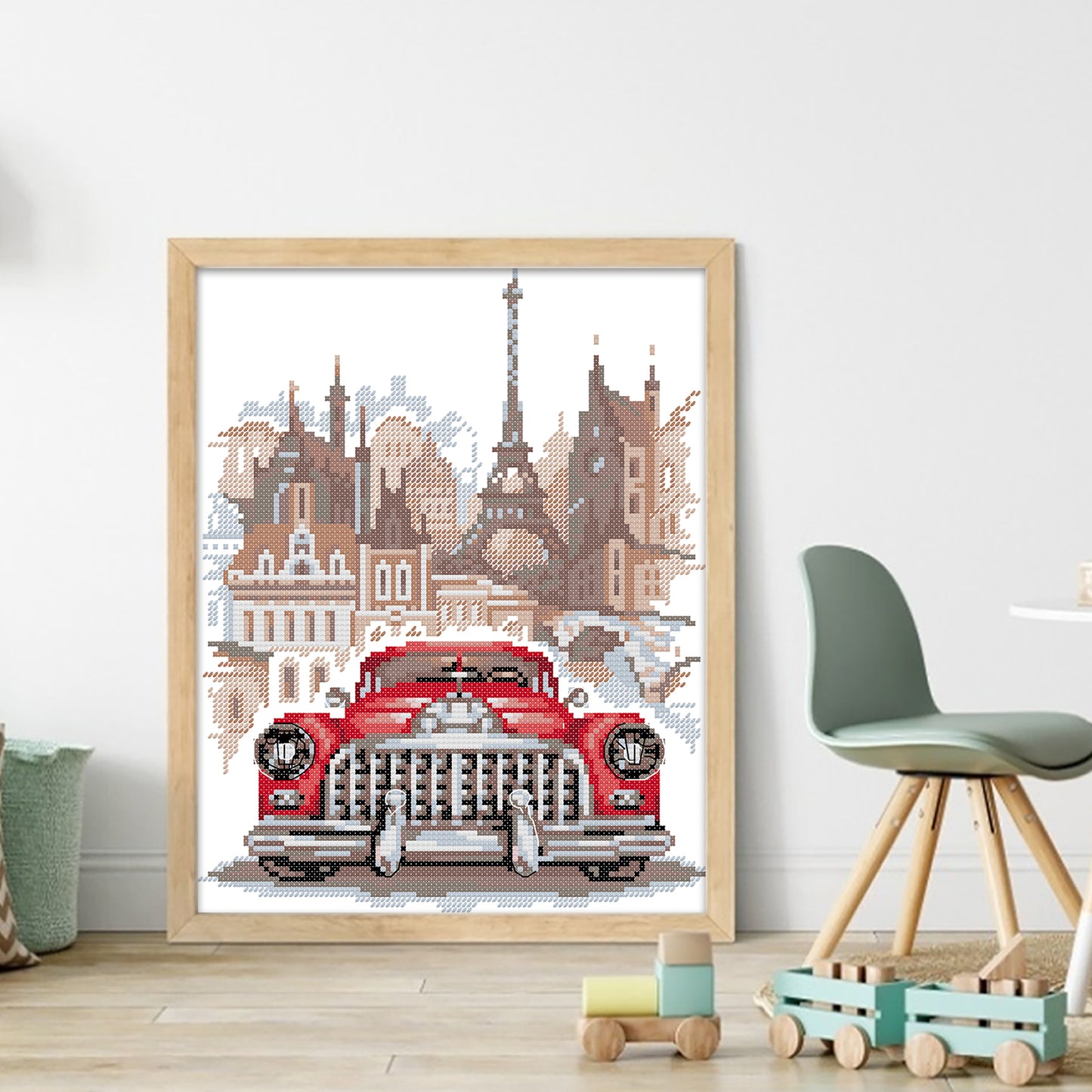 Retro Buick - 14CT Stamped Cross Stitch 25*30CM(Joy Sunday)