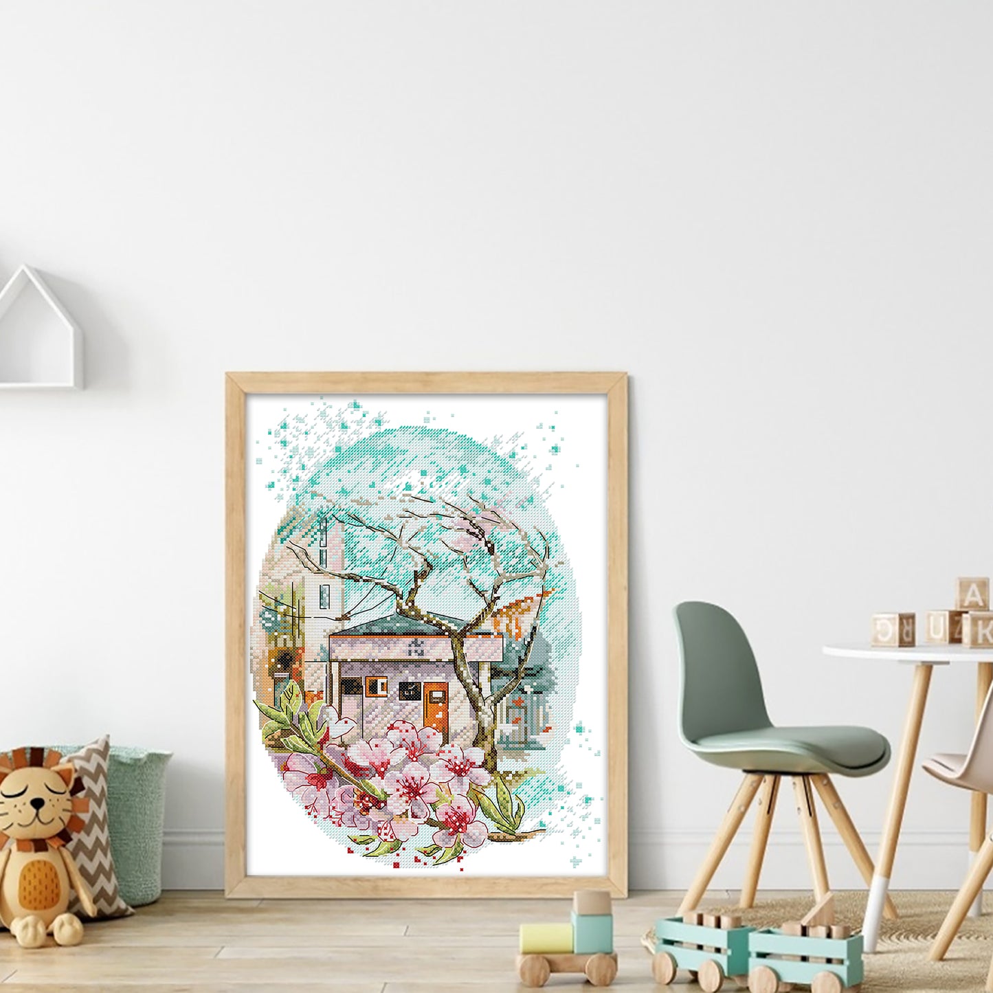 Cherry Blossoms In Full Bloom - 14CT Stamped Cross Stitch 29*37CM(Joy Sunday)