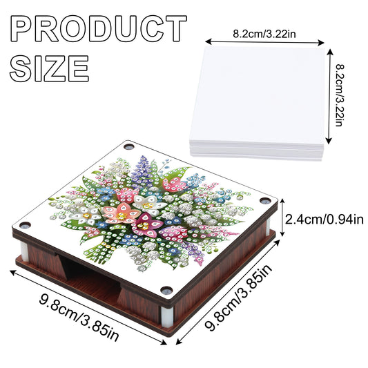 4pcs Wooden DIY Flower Bouquet Diamond Painting Kit Note Box with 480 Papers