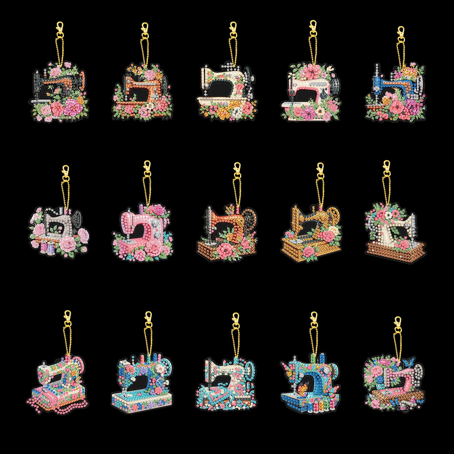 15Pcs Elf Girl DIY Double Sided Diamond Painting Keychain Kits for Beginners