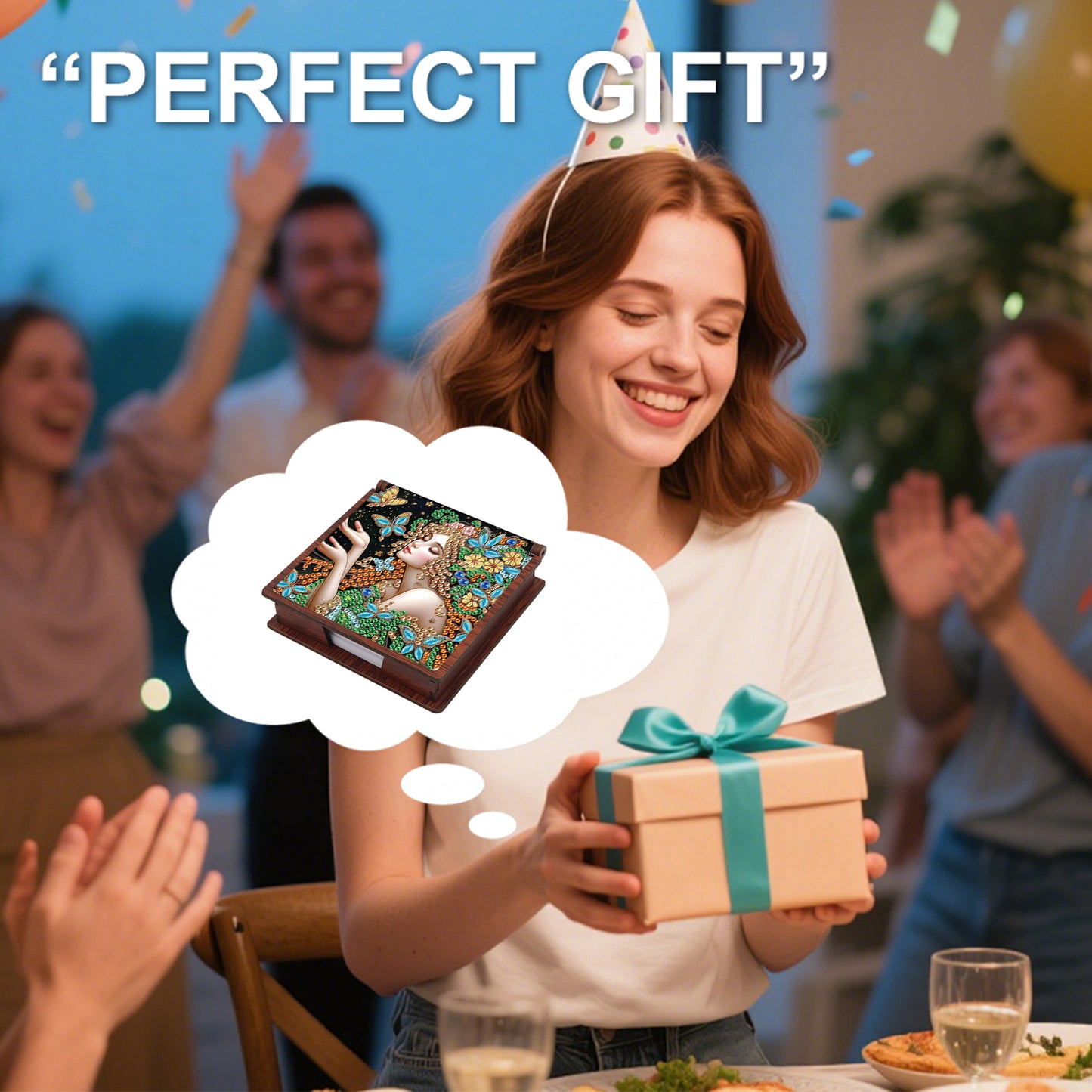 Wooden DIY Fairy Beauty 1 Diamond Painting Kit Note Box with 160 Papers Gifts