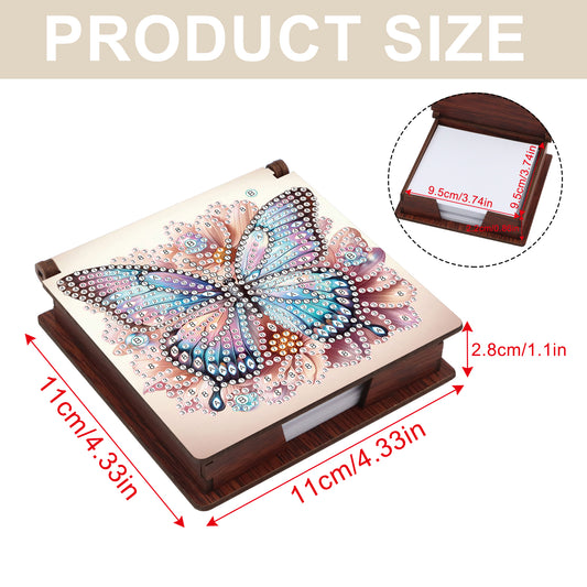 Wooden DIY Butterfly Flower Diamond Painting Kit Note Box with 160 Papers Gifts