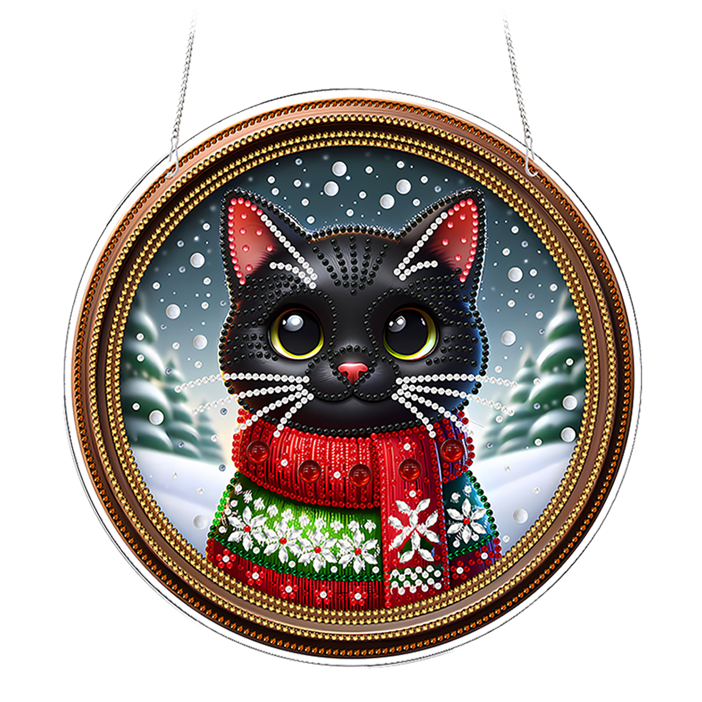 Cat 2D Flat DIY Acrylic Diamond Painting Pendants Crafts for Home Wall Decor