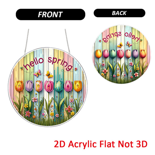 Tulips 2D Flat DIY Acrylic Diamond Painting Pendants Crafts for Home Wall Decor