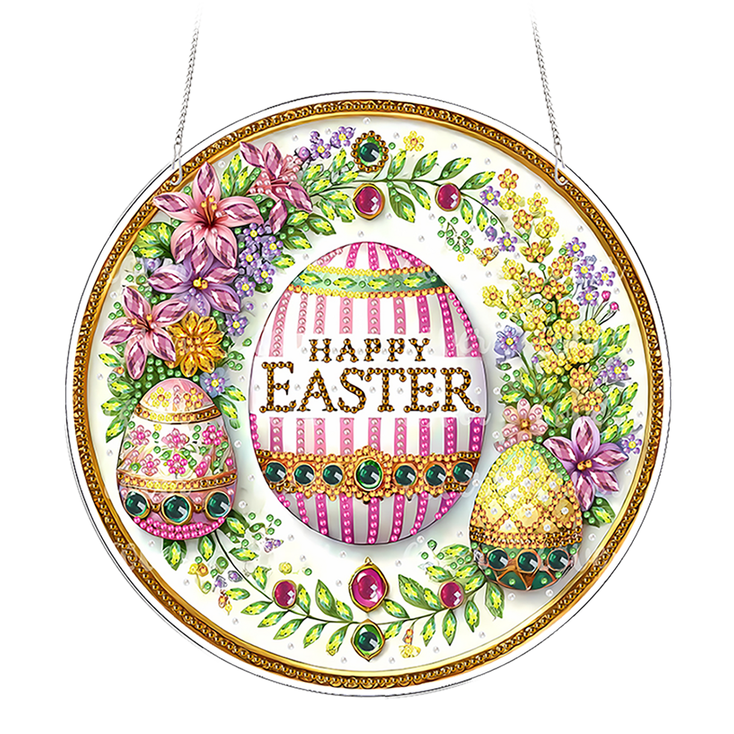 Easter 2D Flat DIY Acrylic Diamond Painting Pendants Crafts for Home Wall Decor